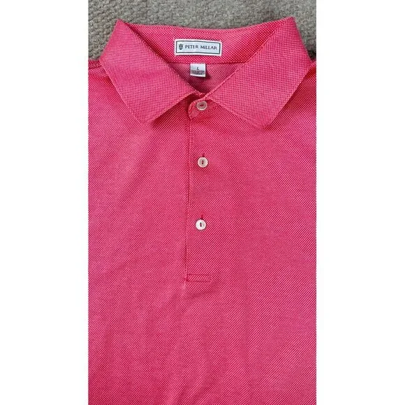 Peter‎ Millar Vintage Men's Button Up Short Sleeve Golf Polo Shirt Size L - Picture 7 of 12